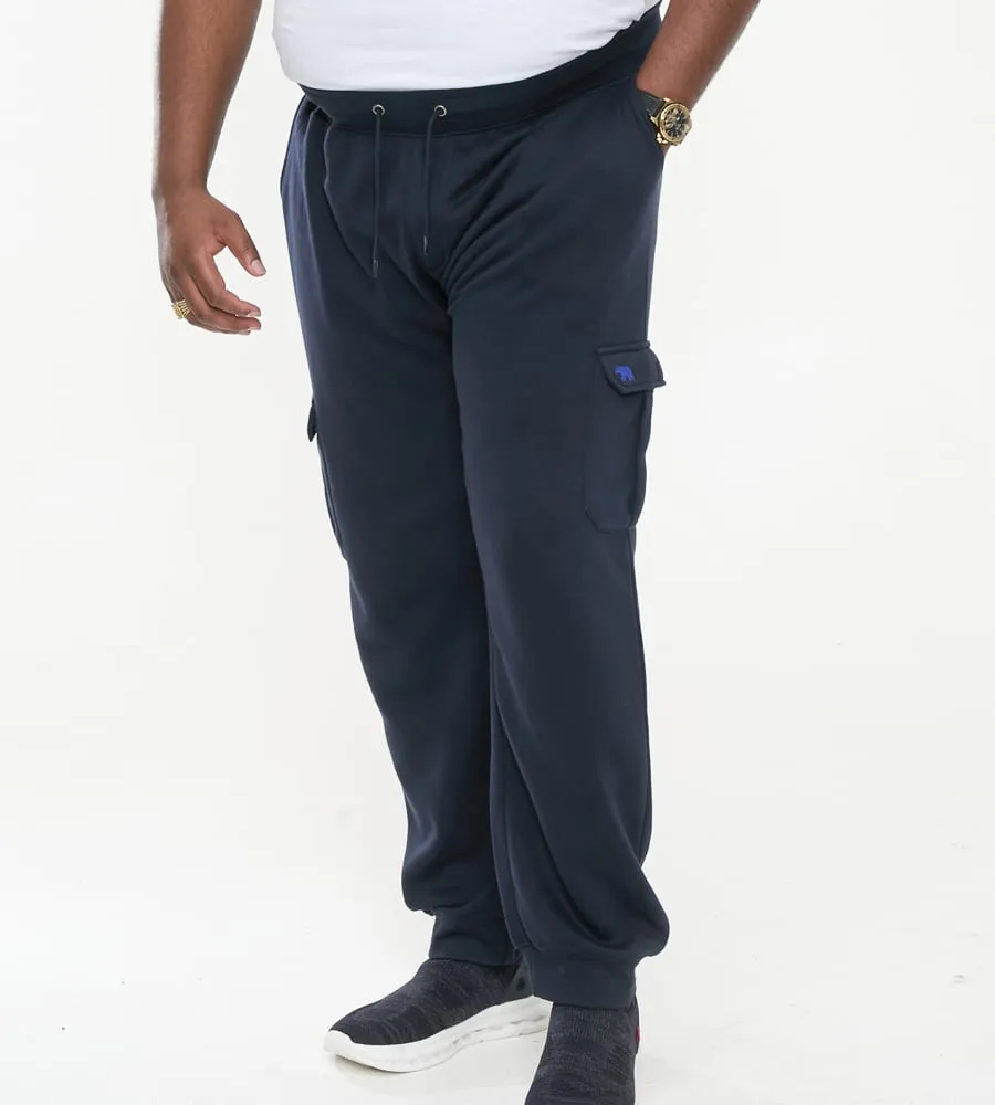 D555 Big Mens Navy Joggers With Cargo Pocket and Ribbed Cuffs (TILDEN 1)